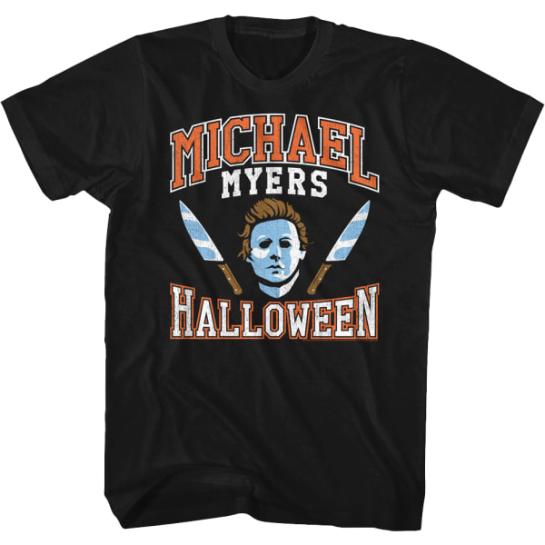 Michael Myers Maske Og Knive Varsity Logo Halloween T-Shirt M