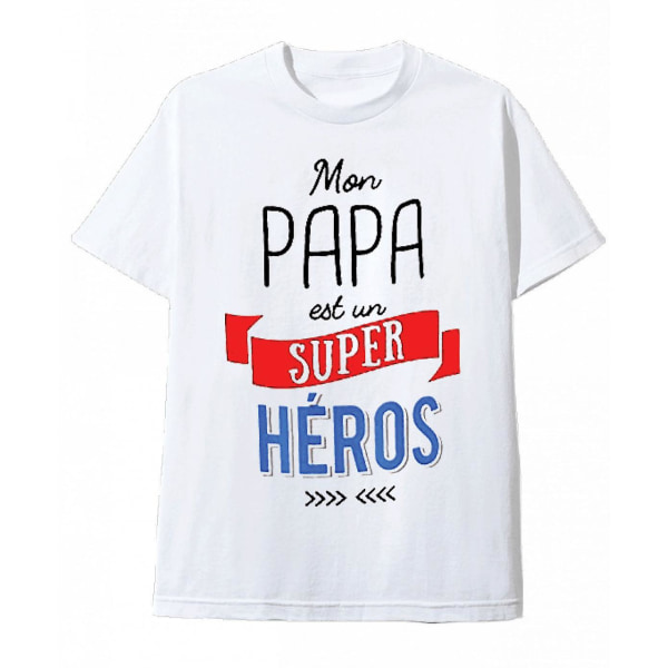 T-skjorte for menn, hvit, 'Pappa er en superhelt' M