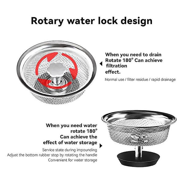Køkkenvask Si Strainer 3-1/2\" Aftapning til Stopper Combo Kurv Udskiftning Vask Aftapning med Håndtag