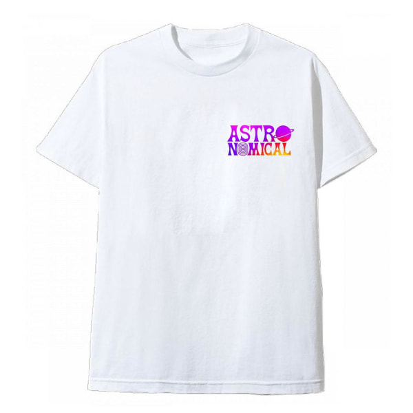 Astronomical Merch Vit T-shirt med original logotyp Travis Scott S