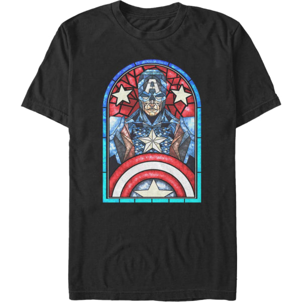 Stained Glass Captain America T-skjorte Ny XXXL