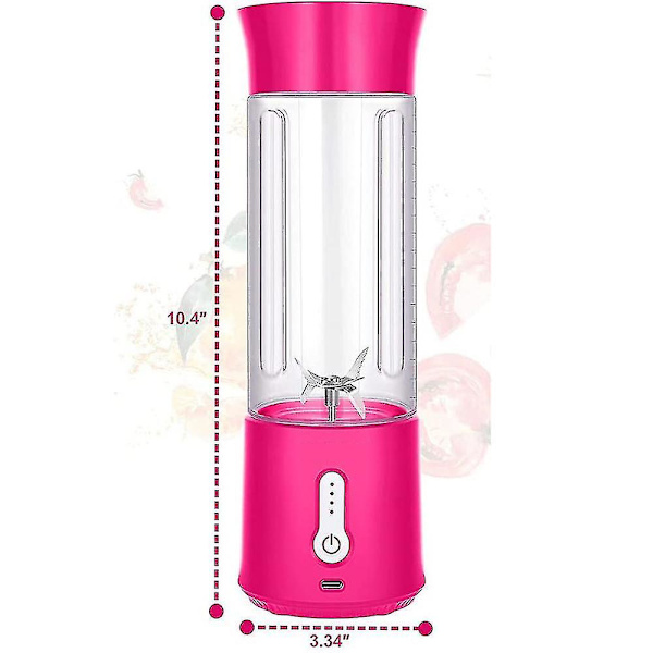 500 ml Bärbar Blender för Smoothies och Shakes | 4000 mAh 6-bladig USB Laddningsbar Smoothie Blender | Handblender för Sport, Resor, Gym