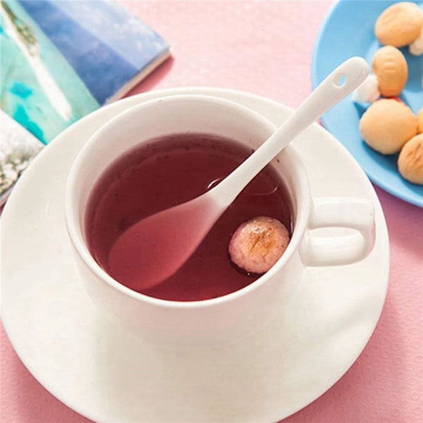 10 stk Hvide Porcelæn Æg Skeer Keramik Ske Kaffe Ske Dessert Ske Mocha Dip Ske