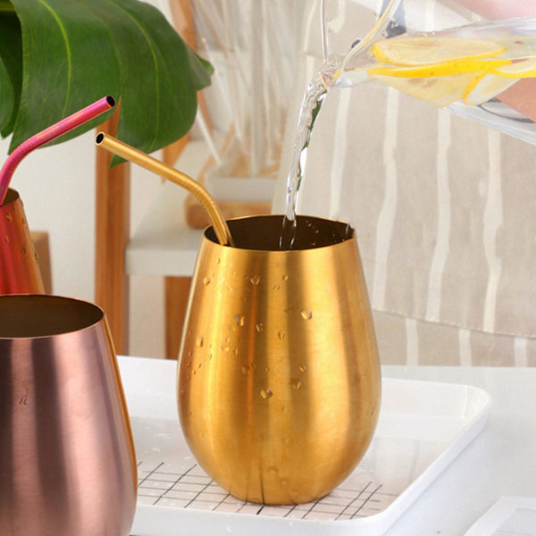 2 st 500ml Ölvin Glas Öl Tumlare Cocktail Juice Mjölk Glas Metall Vattenglas Guld