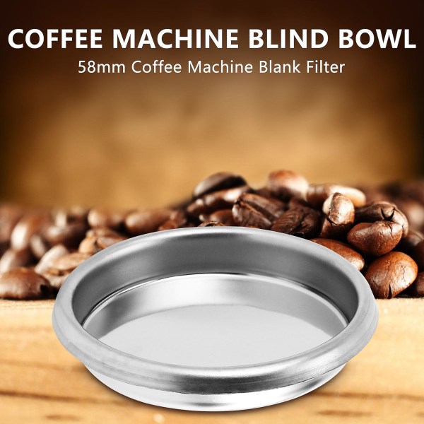 58mm Kaffebryggare Blank Filter/Rostfritt Stål Backwash Ren Blind Skål Kaffebryggare Inlopp
