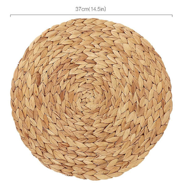 Håndvevd Naturlig Vannhyasint Flettet Plassmatte Rund Flettet Rattan Plassmatte 4stk