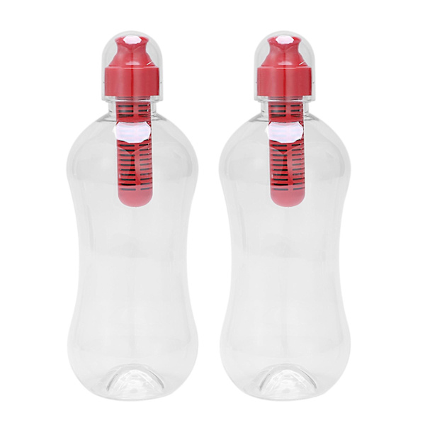2 kpl 550 ml ulkoilmavesipulloa suodatinpullo juomaan, punainen
