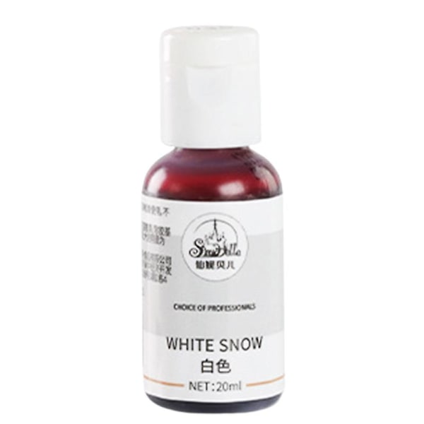 20ml Högkoncentrerad Livsmedelsfärg Lätt att Blanda Ätbara Tårta Dekoration Marsipan Färgning för Födelsedag Qinhai White