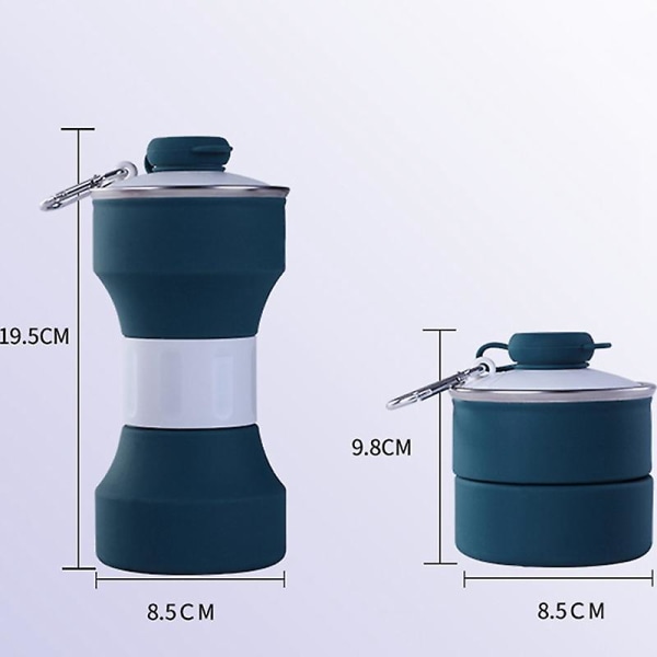 650ml Foldbar Sportsvannflaske Foldbar Kopp Bærekopp, Grå