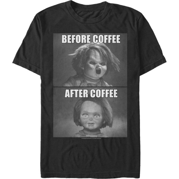 Chucky Før og Etter Kaffe Child's Play T-skjorte S