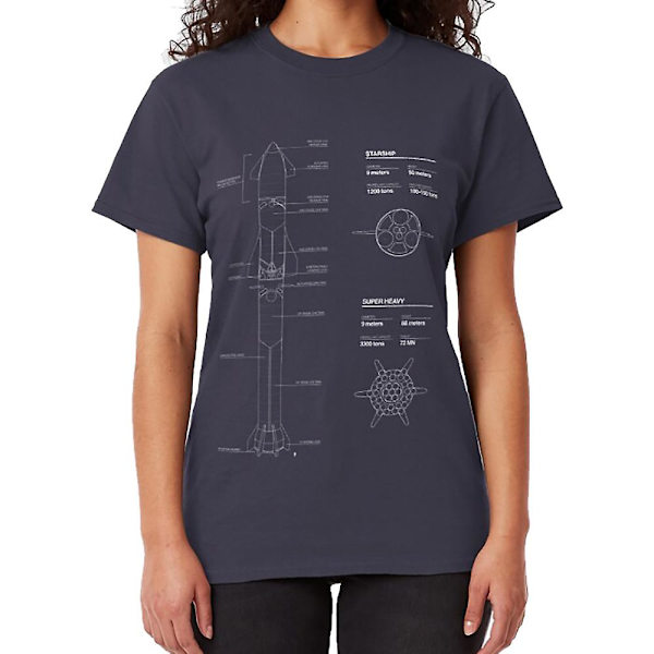 Starship SpaceX Blueprint 2020 T-shirt navy L
