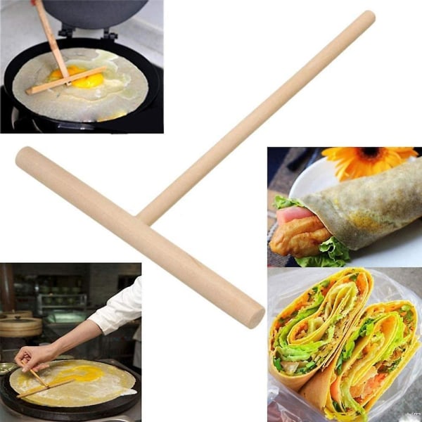4 stk. T-formet crepe-maskine pandekagedej træsprederpinde, træcrepeværktøj, crepe-spreder