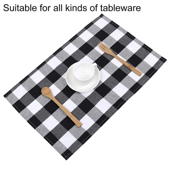 8 st svartvita ruta bordstabletter Bordsunderlägg bordstabletter Bordstabletter för vardagsplacering, bondgård
