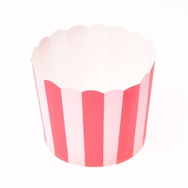 50X Cupcake Wrappers Cake Box Baking Cups Lined Muffin Kitchen Baking Red Stripes