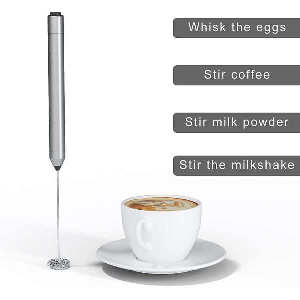 Handhållen batteridriven blender elektrisk skummare för kaffe rostfritt stål mjölkskummare