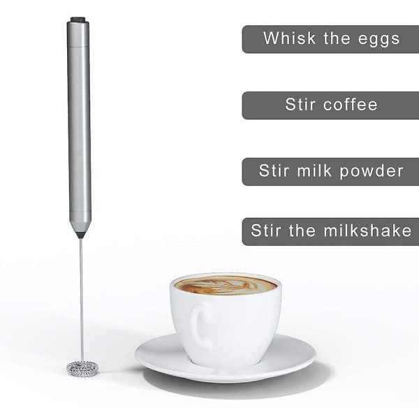 Handhållen batteridriven minimiixer elektrisk skummare för kaffe rostfritt stål mjölkskummare