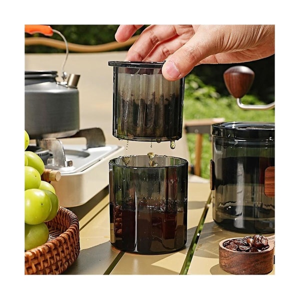 Kaffebrenner med permanent filter, gjenbrukbar filter i rustfritt stål, stabelbar design