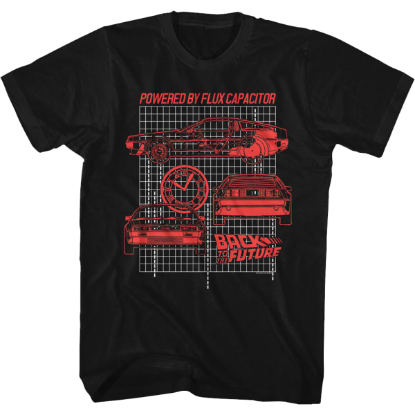 Drivs av Flux Capacitor Blueprints T-shirt Tillbaka till framtiden L