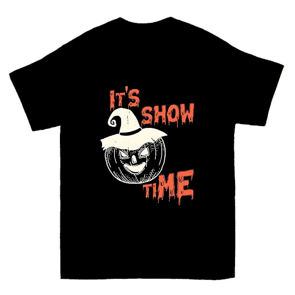 Skummel Gresskar Show Time Morsom Halloween T-skjorte M