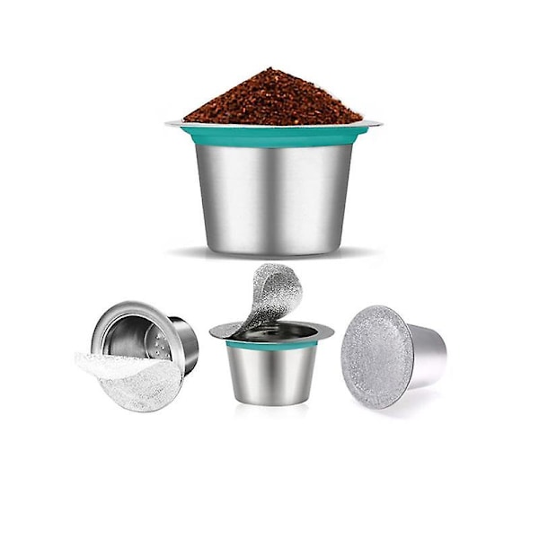 10 st. 100% förseglade rostfria kapslar för återanvändbara kaffekapslar (A)