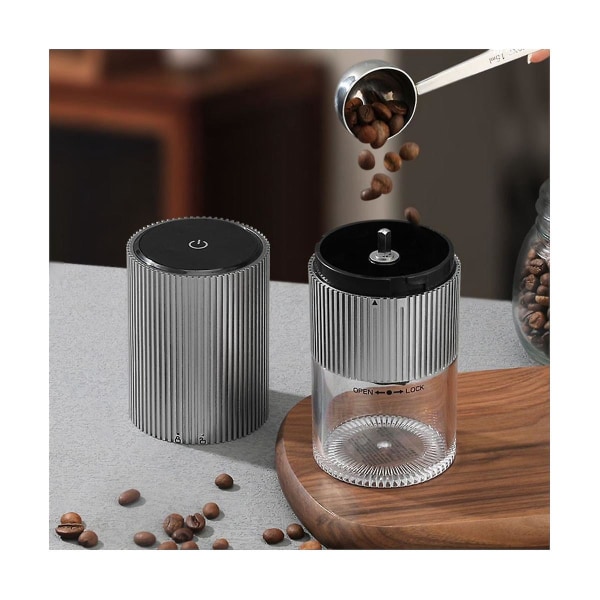 Elektrisk kaffekvern automatisk kaffebønner krydder espresso maskin maker USB lader grin
