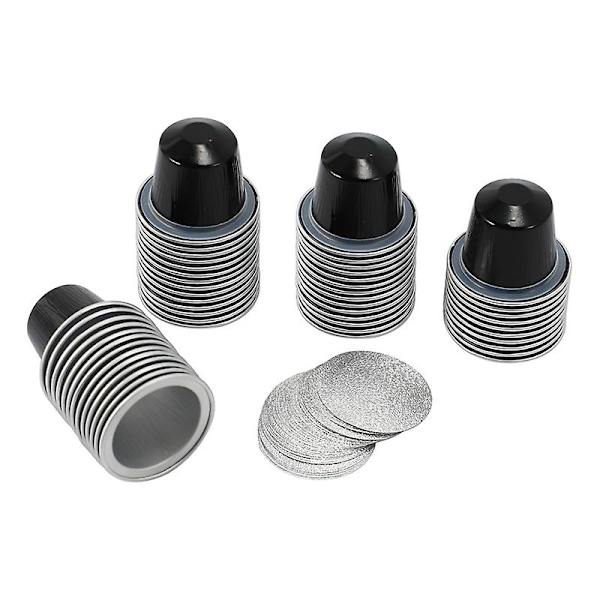 50 Set Refyllbara Kaffe Kapsel Koppar Engångs Kaffe Kapsel Förpackning Svart Cafe Tillbehör