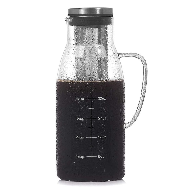 Cold Brew kaffebryggare, istekanna injektor med lock och graderad, använd filterkaffekanna, 51oz/1,5L