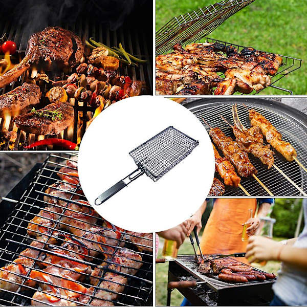 Grillkurv i metall for fiskesteik med lokk, non-stick