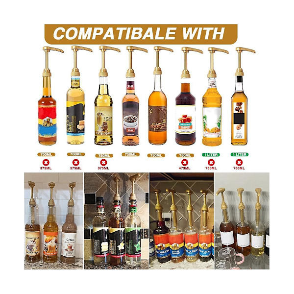 10 st. Kaffemjölk Te Dispenser Sirap Pump Vätskedispenser Sirap Dispenser Pump, Guld
