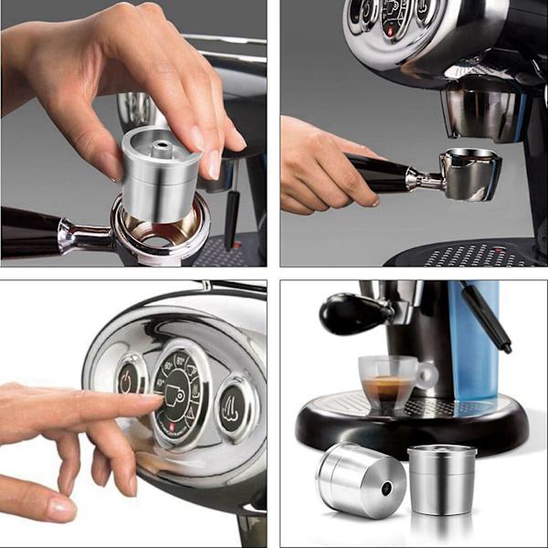 3x Återanvändbara Påfyllningsbara Kaffe Kapslar Rostfritt Stål Kaffe Kapslar Espresso Filter