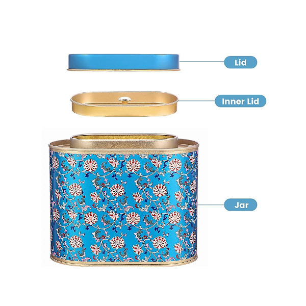 3-pack Teeburkar för Användning med Lock Oval 3.53-7oz Lufttäta Burkar Te Burkar Små Tenn