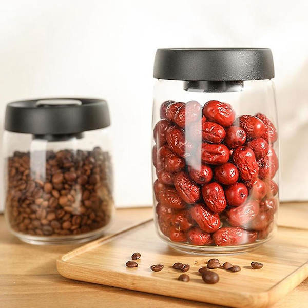 Glasbehållare för förvaring av kaffebönor, vakuumtank, tät, nordisk köksförvaring, snacks, te, mjölkpulver