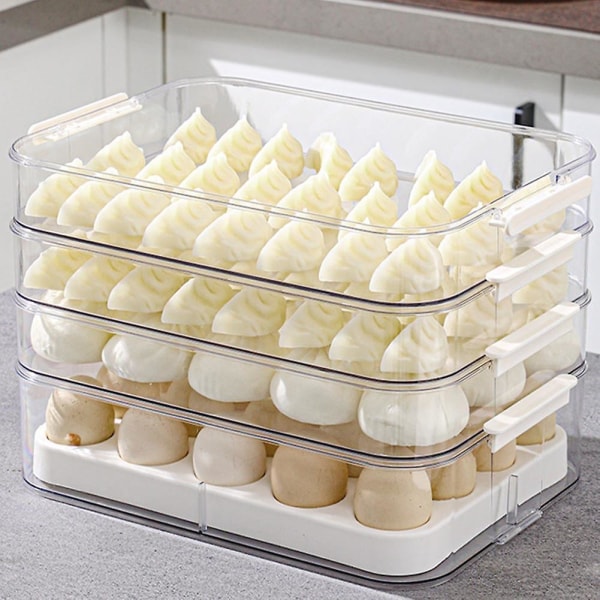 Dumplinglåda Dumplingförvaringslåda Kylskåpsdumpling Fryst 3 Lager Fryst Snabbfrusen Sopbehållare
