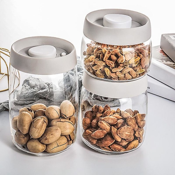 Lufttäta förvaringsburkar för kök, snacksburkar i glas, nötter, 3-pack