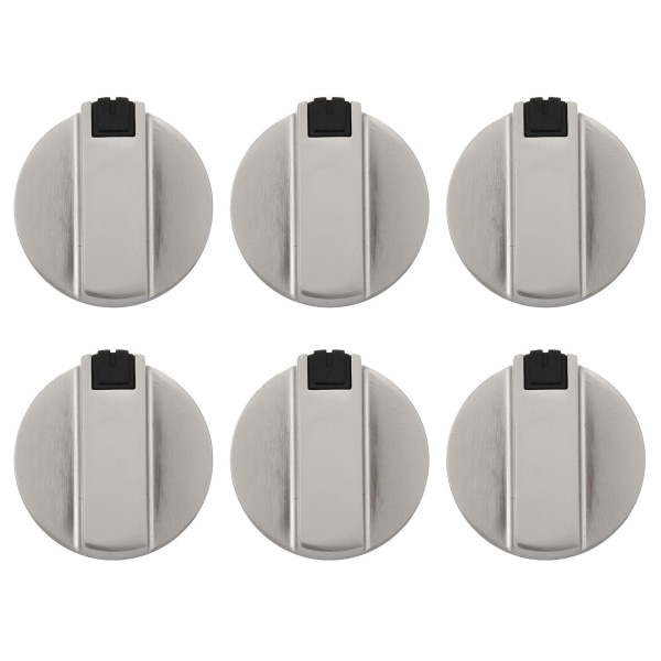 Spisknoppar, ugnsknopp 6 st, zinklegering 6 mm universal silver spisstyrningsknoppar adaptrar ugn omkopplare Silver