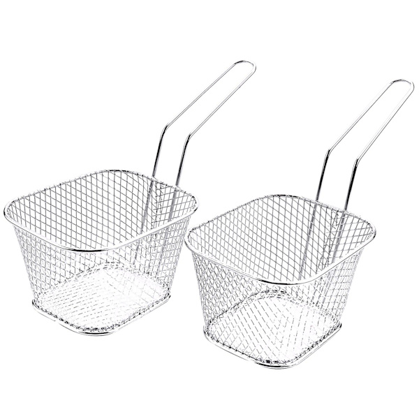 4-pack Mini Fritös Korgar i Rostfritt Stål - Serveringskorgar för Matvisning