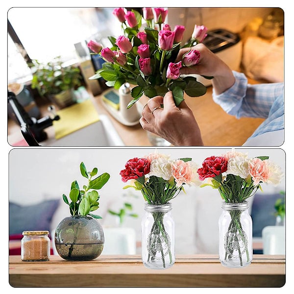 30 st Flower Mason Jars Blomsterlock Frogginlägg Konserveringsburkar Insatser Mason Jars Lockremsor