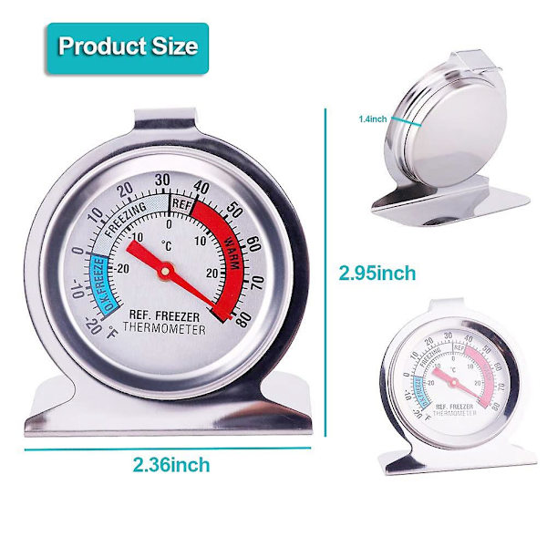 4-pack kylskåpstermometer med röd indikatortermometer för frys kylskåp kyl med h