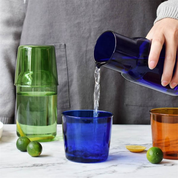 2X Klar Candyfarget Glass Teekoppsett Enkelt Varmebestandig Drikk Saft Kopper med Underkopper