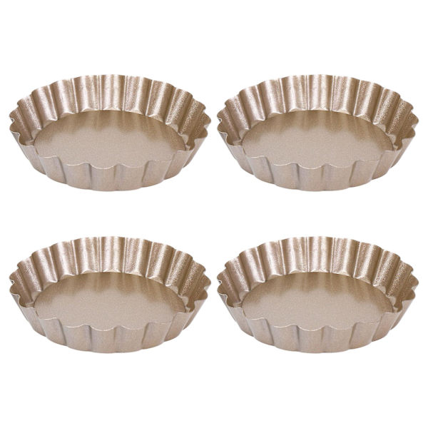 Pai-form, 4\" Mini Quiche-form med avtakbar bunn, ikke-klebende tin for steking i ovn, karbonstål, gull
