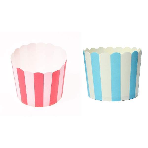 100 stk. Cupcake-papirer Papir Kageboks Bagekopper Foret Muffins Køkken Bage - 50 stk. Røde Striber