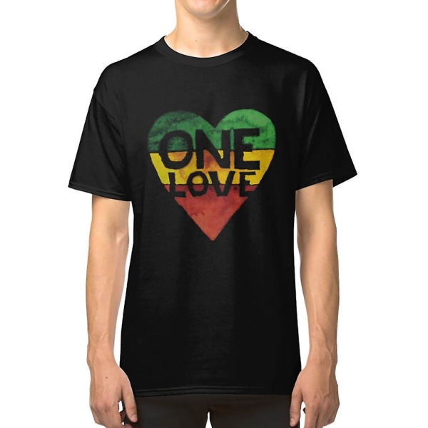 One Love Music Rasta Reggae Hjerte Fred Roots T-skjorte L