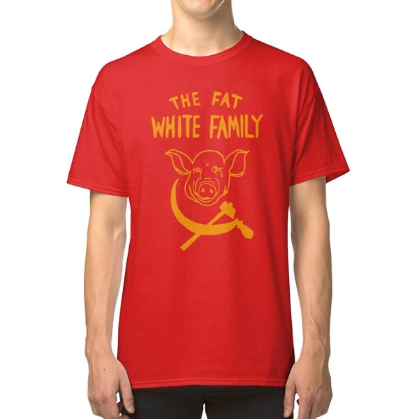 Familjen T-shirt med vit text red L