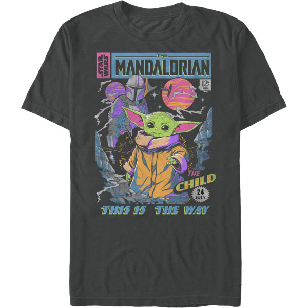 Neon Mandalorian Serietidningsomslag Star Wars T-shirt L