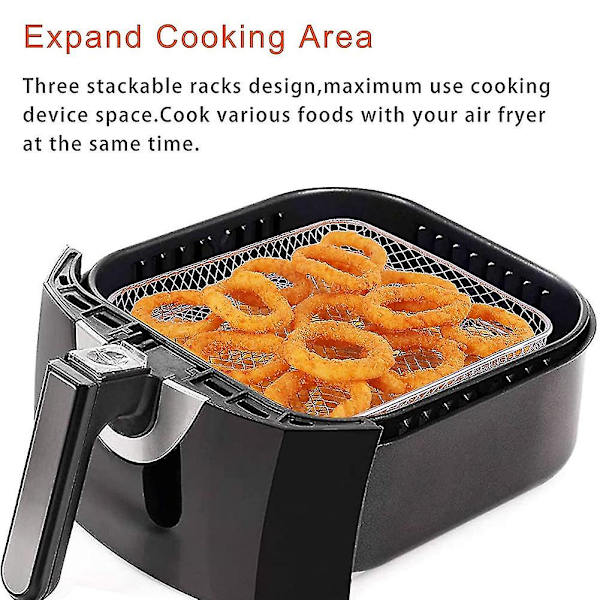 Inch luftfritösställ för Instant Vortex luftfritösställ, luftfritösställ, fyrkantig tredubbel stapelbar dehydrator