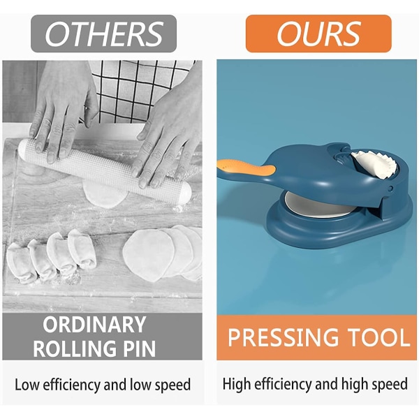 2 i 1 Dumpling Maker, Kjøkken Dumpling Making Tool, Dumpling Mould Print, Dumpling Skin Maker Dumpling Moulds Blue