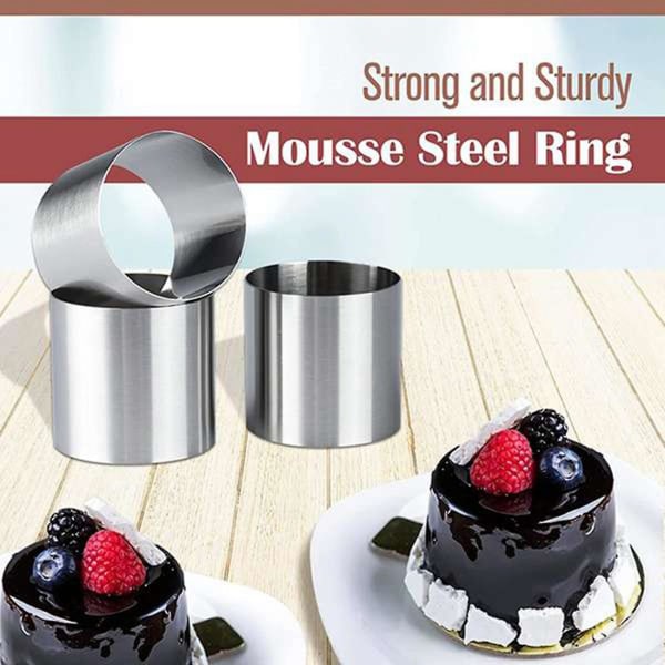 8 stk Rustfritt Stål Mousse Sirkel Runde Kjeks Cutter Kakeform Kjøkken Baking Konditorivarer Verktøy