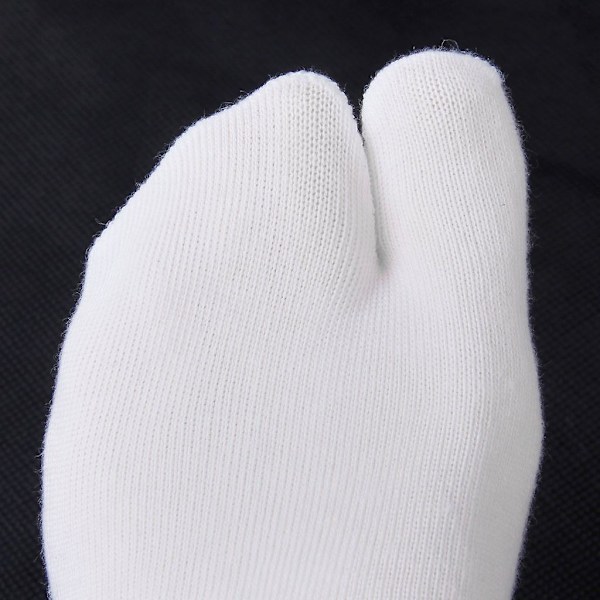 Vita Unisex Japanska Kimono Geta Clogs Flip Flop Bomulls Tabi Strumpor Dela Tå White