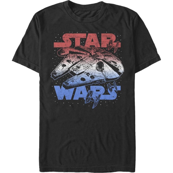 Rød Hvit Blå Millennium Falcon Star Wars T-skjorte XXL