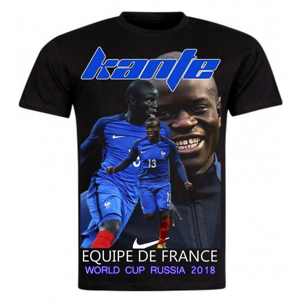 VM Fodbold T-shirt Sort N'Golo Kante Frankrigs Landshold S